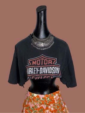 Reworked Harley Davidson cropped distressed t-shirt
